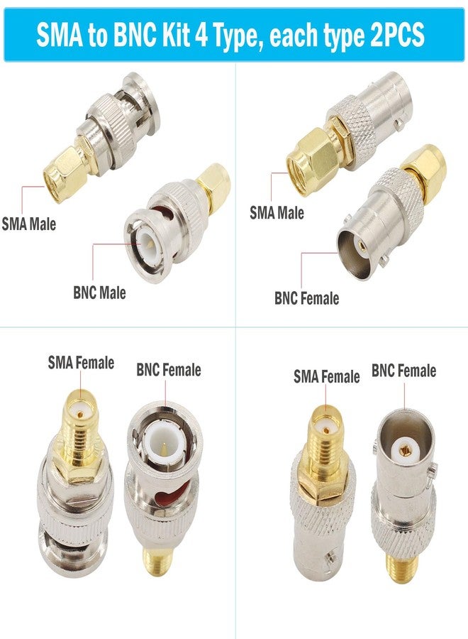 exgoofit SMA to BNC Kits Adapter Male Female 2 Set 8pcs RF Coax Coaxial Connector - Image 3